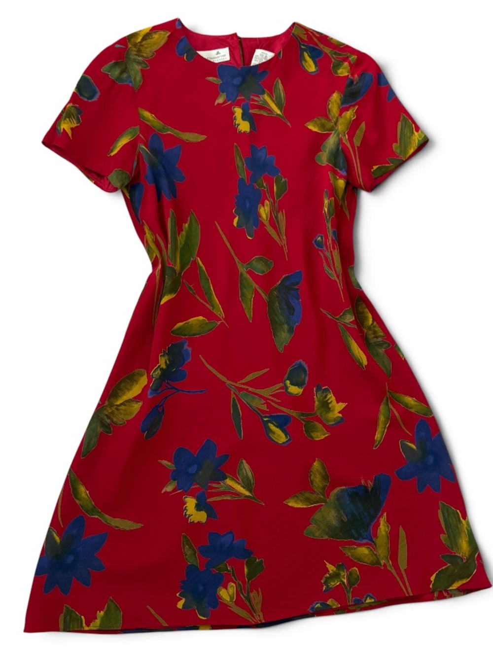 Liz Claiborne Vintage Red Floral Fall Midi Dress